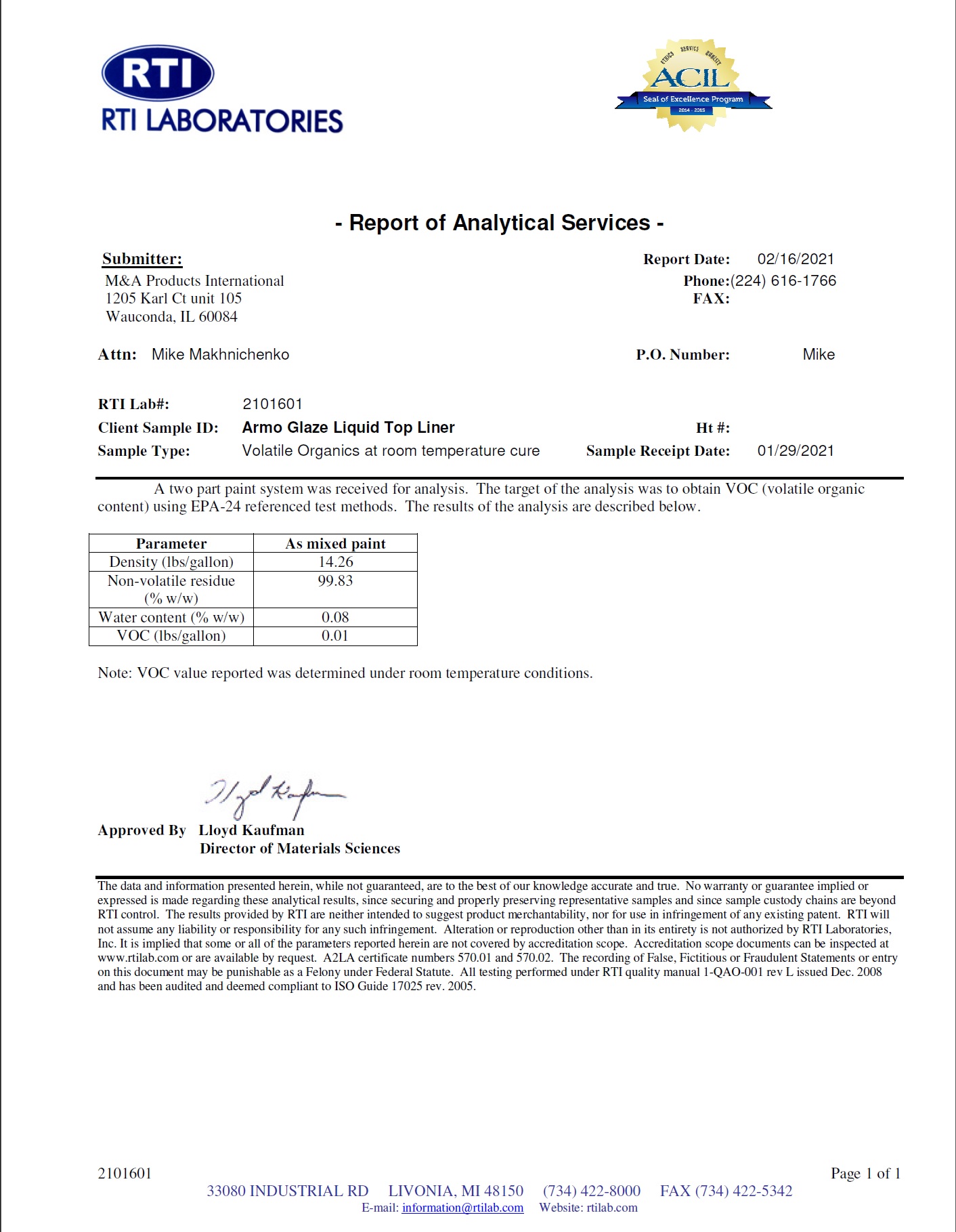 Proof of Zero VOC