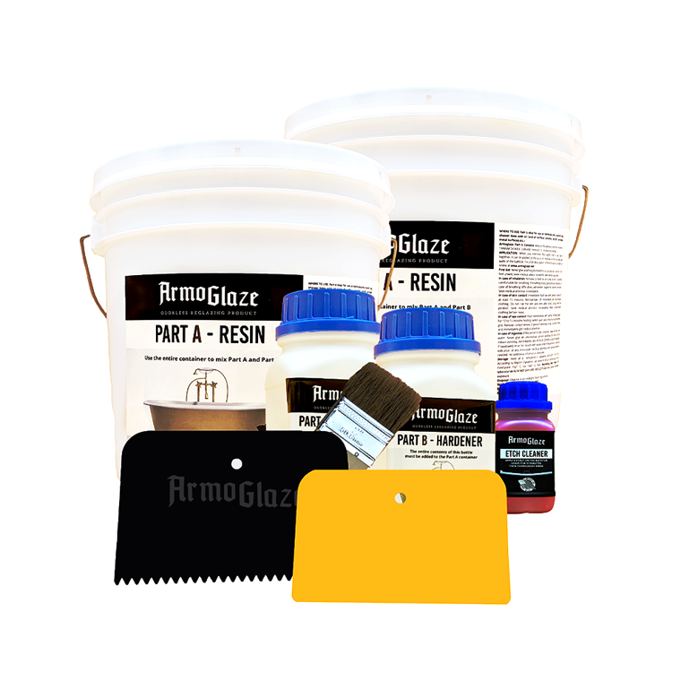 ArmoGlaze Clawfoot Refinishing Kit, Easy Pour-on Application, Odorless, White Coating - Made in USA (for two side)